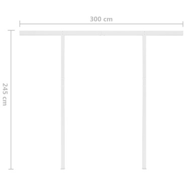 vidaXL Τέντα Συρόμενη Χειροκίνητη με LED Κίτρινο / Λευκό 3 x 2,5 μ.