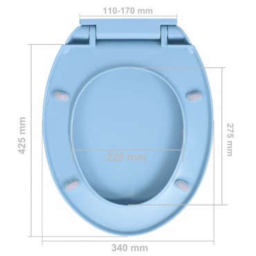 vidaXL Κάλυμμα Λεκάνης με Μηχανισμό Soft Close Οβάλ Μπλε