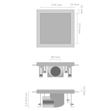 vidaXL Σιφόνι 2 σε 1 Επίπεδο/Ένθετο Πλακιδίου 23x23 εκ. Ανοξ. Ατσάλι