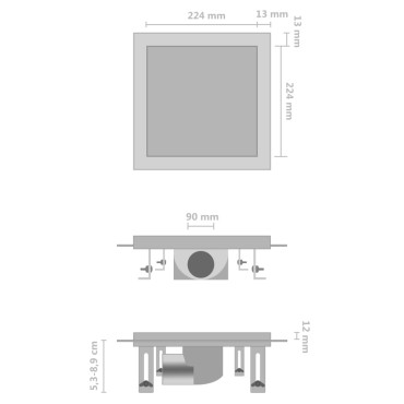 vidaXL Σιφόνι 2 σε 1 Επίπεδο/Ένθετο Πλακιδίου 28x28 εκ. Ανοξ. Ατσάλι