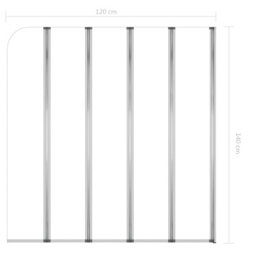 vidaXL Καμπίνα Μπανιέρας Διαφανής 120 x 140 εκ. από Ψημένο Γυαλί