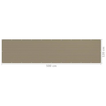 vidaXL Διαχωριστικό Βεράντας Taupe 120 x 500 εκ. από HDPE