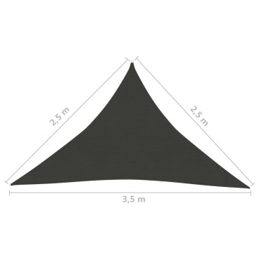 vidaXL Πανί Σκίασης Ανθρακί 2,5 x 2,5 x 3,5 μ. από HDPE 160 γρ./μ²