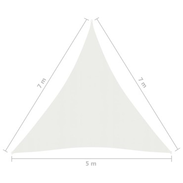 vidaXL Πανί Σκίασης Λευκό 5 x 7 x 7 μ. από HDPE 160 γρ./μ²