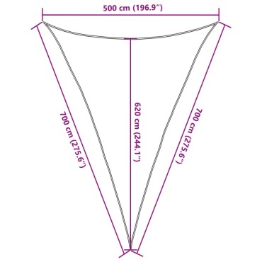 vidaXL Πανί Σκίασης Λευκό 5 x 7 x 7 μ. από HDPE 160 γρ./μ²