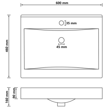 vidaXL Νιπτήρας με Οπή Βρύσης Λευκό Ματ 60 x 46 εκ. Κεραμικός