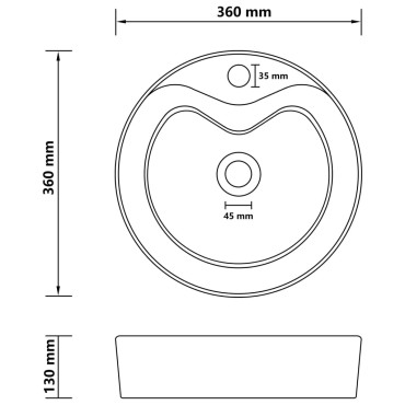 vidaXL Νιπτήρας με Υπερχείλιση Σκούρο Καφέ Ματ 36x13 εκ. Κεραμικός