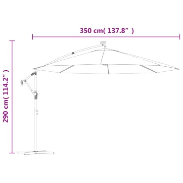 vidaXL Ομπρέλα Κρεμαστή με LED Φώτα Τερακότα 350 εκ.