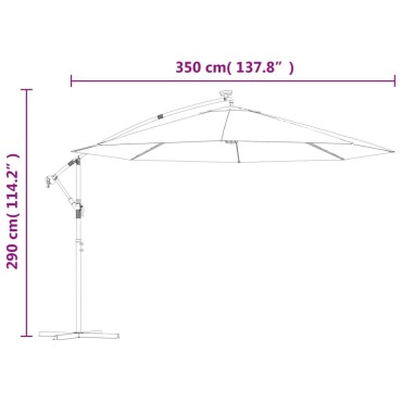 vidaXL Ομπρέλα Κρεμαστή Κήπου με LED Μαύρη 350 εκ.