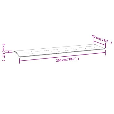 vidaXL Μαξιλάρι για Παγκάκι Κήπου Γκρι Καρό 200x50x3 εκ. Υφασμάτινο