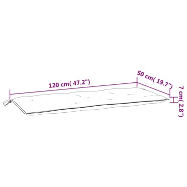 vidaXL Μαξιλάρι Πάγκου Κήπου Γκρι 120x(50+50)x7 εκ. Ύφασμα Oxford