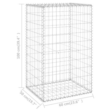 vidaXL Συρματοκιβώτιο Τοίχος 60x50x100 εκ. Γαλβαν. Χάλυβας + Καλύμματα