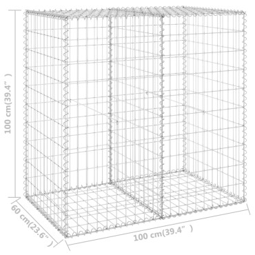 vidaXL Συρματοκιβώτιο Τοίχος 100x60x100 εκ. Γαλβαν.Χάλυβας + Καλύμματα