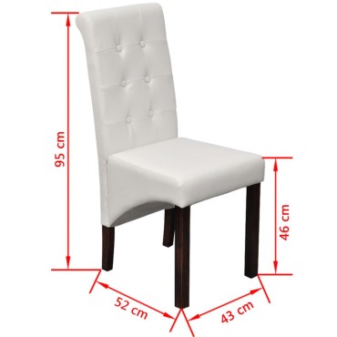 vidaXL Καρέκλες Τραπεζαρίας 4 τεμ. Λευκές από Συνθετικό Δέρμα 43x52x95cm