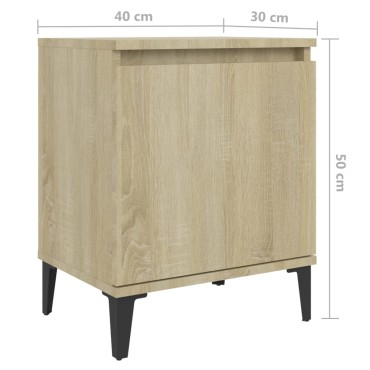 vidaXL Κομοδίνα Sonoma Δρυς 40x30x50cm με Μεταλλικά Πόδια 1 τεμ.