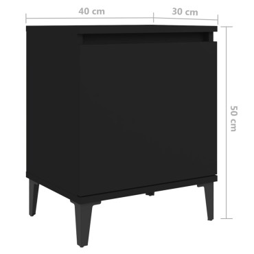 vidaXL Κομοδίνα Μαύρα 40x30x50cm με Μεταλλικά Πόδια 1 τεμ.