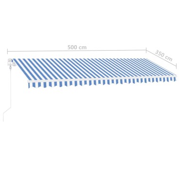 vidaXL Τέντα Αυτόματη με LED & Αισθ. Ανέμου Μπλε / Λευκό 500x350 εκ.