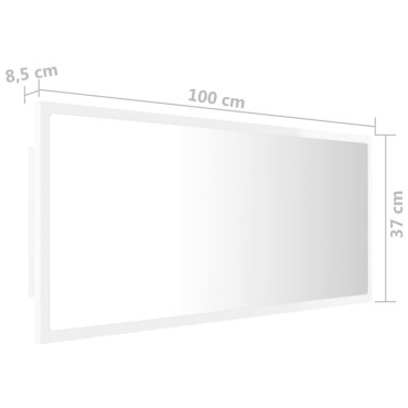 vidaXL Καθρέφτης Μπάνιου με LED Γυαλ. Λευκό 100x8,5x37cm Ακρυλικός 1 τεμ.