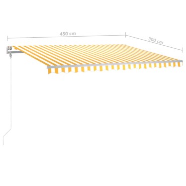 vidaXL Τέντα Συρόμενη Χειροκίνητη με LED Κίτρινο / Λευκό 450 x 300 εκ.