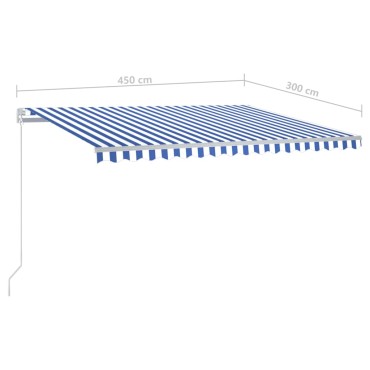 vidaXL Τέντα Αυτόματη Ανεξάρτητη Μπλε/Λευκό 450 x 300 εκ.