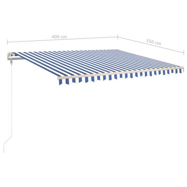 vidaXL Τέντα Συρόμενη Χειροκίνητη με LED Μπλε / Λευκό 400 x 350 εκ.