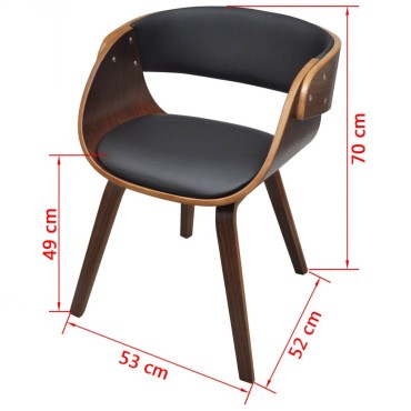 vidaXL Καρέκλα Τραπεζαρίας από Λυγισμένο Ξύλο και Συνθετικό Δέρμα 53x52x70cm 1 τεμ.