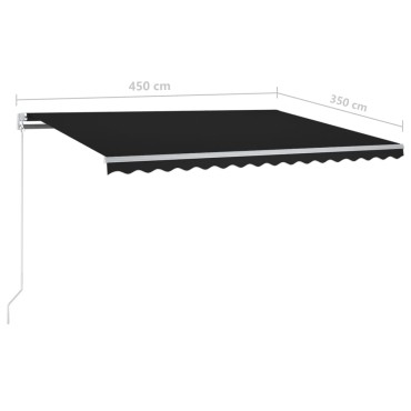 vidaXL Τέντα Συρόμενη Χειροκίνητη με LED Ανθρακί 450 x 350 εκ.