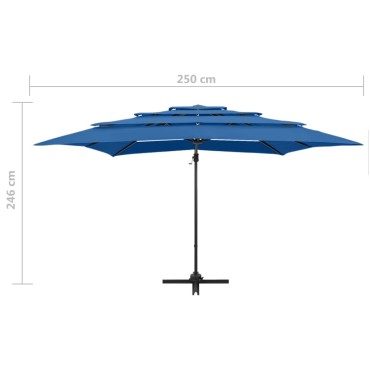 vidaXL Ομπρέλα Κήπου 4 Επ. Αζούρ Μπλε 250 x 250 εκ. με Ιστό Αλουμινίου