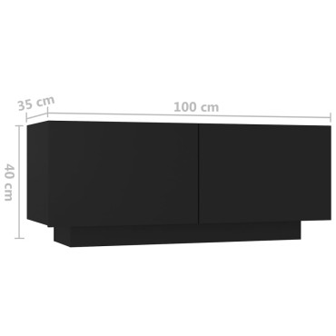 vidaXL Κομοδίνο Μαύρο 100x35x40cm Επεξεργασμένο Ξύλο 1 τεμ.