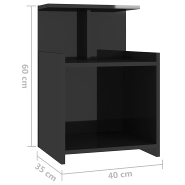 vidaXL Κομοδίνα 2 τεμ. Γυαλιστερό Μαύρα 40x35x60cm από Μοριοσανίδα