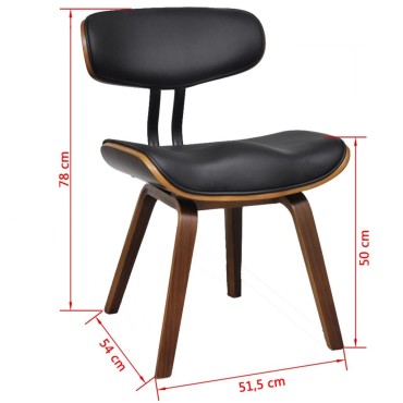 vidaXL Καρέκλες Τραπεζαρίας 2 τεμ. Λυγισμένο Ξύλο / Συνθετικό Δέρμα 51,5x54x78cm