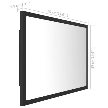 vidaXL Καθρέφτης Μπάνιου με LED Γκρι 60x8,5x37cm από Ακρυλικός 1 τεμ.