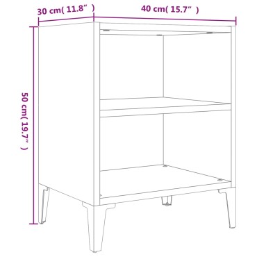 vidaXL Κομοδίνα 2 τεμ. Sonoma Δρυς 40x30x50cm με Μεταλλικά Πόδια