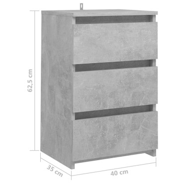 vidaXL Κομοδίνα 2 τεμ. Γκρι Σκυροδέματος 40x35x62,5cm Επεξ. Ξύλο