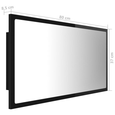 vidaXL Καθρέφτης Μπάνιου με LED Γυαλ. Μαύρο 80x8,5x37cm Ακρυλικός 1 τεμ.