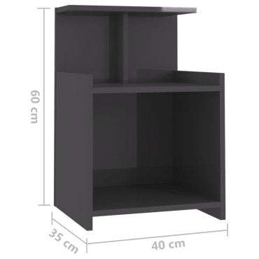 vidaXL Κομοδίνο Γυαλιστερό Γκρι 40x35x60cm από Μοριοσανίδα 1 τεμ.