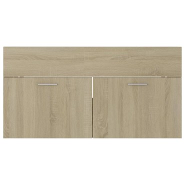 vidaXL Ντουλάπι Νιπτήρα Sonoma Δρυς 90x38,5x46cm από Μοριοσανίδα 1 τεμ.