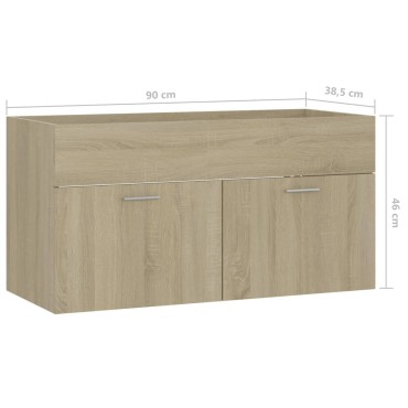 vidaXL Ντουλάπι Νιπτήρα Sonoma Δρυς 90x38,5x46cm από Μοριοσανίδα 1 τεμ.