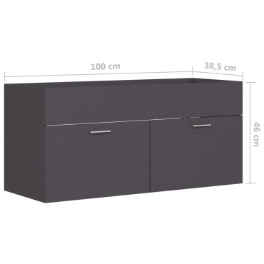 vidaXL Ντουλάπι Νιπτήρα Γκρι 100x38,5x46cm από Μοριοσανίδα 1 τεμ.