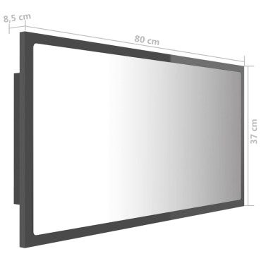 vidaXL Καθρέφτης Μπάνιου με LED Γυαλ. Γκρι 80x8,5x37cm Ακρυλικός 1 τεμ.