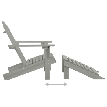 vidaXL Καρέκλα Κήπου Adirondack Γκρι Ξύλο Ελάτης με Υποπόδιο & Τραπέζι 40x40x45cm