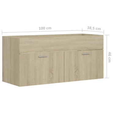 vidaXL Ντουλάπι Νιπτήρα Sonoma Δρυς 100x38,5x46cm από Μοριοσανίδα 1 τεμ.