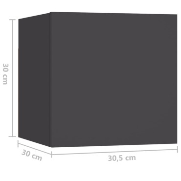 vidaXL Κομοδίνο Γκρι 30,5x30x30cm από Επεξ. Ξύλο 1 τεμ.