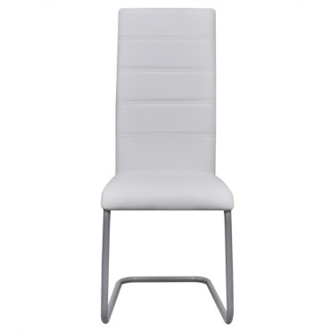 vidaXL Καρέκλες Τραπεζαρίας «Πρόβολος» 2 τεμ. Λευκές Συνθετικό Δέρμα 41x52,5x102,5cm