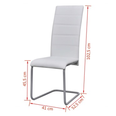 vidaXL Καρέκλες Τραπεζαρίας «Πρόβολος» 4 τεμ. Λευκές Συνθετικό Δέρμα 41x52,5x102,5cm