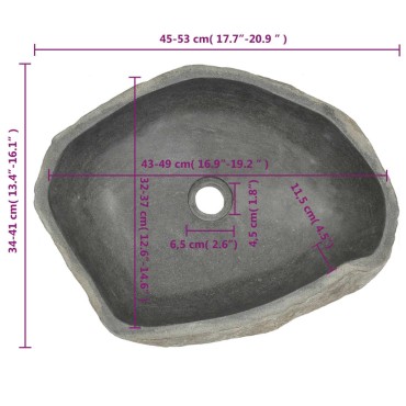 vidaXL Νιπτήρας River Stone Οβάλ 45-53 εκ.