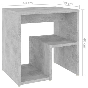 vidaXL Κομοδίνα 2 τεμ. Γκρι Σκυροδέμ. 40x30x40cm από Επεξ. Ξύλο