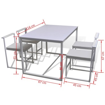 vidaXL Σετ Τραπεζαρίας με Καρέκλες 5 τεμ. Λευκό 116x67x75cm