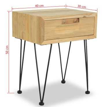 vidaXL Κομοδίνο 40x30x50cm από Μασίφ Ξύλο Teak 1 τεμ.