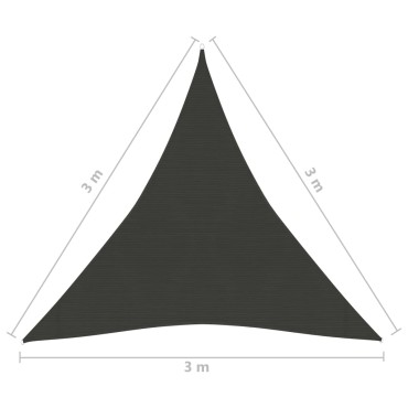 vidaXL Πανί Σκίασης Ανθρακί 3 x 3 x 3 μ. από HDPE 160 γρ./μ²